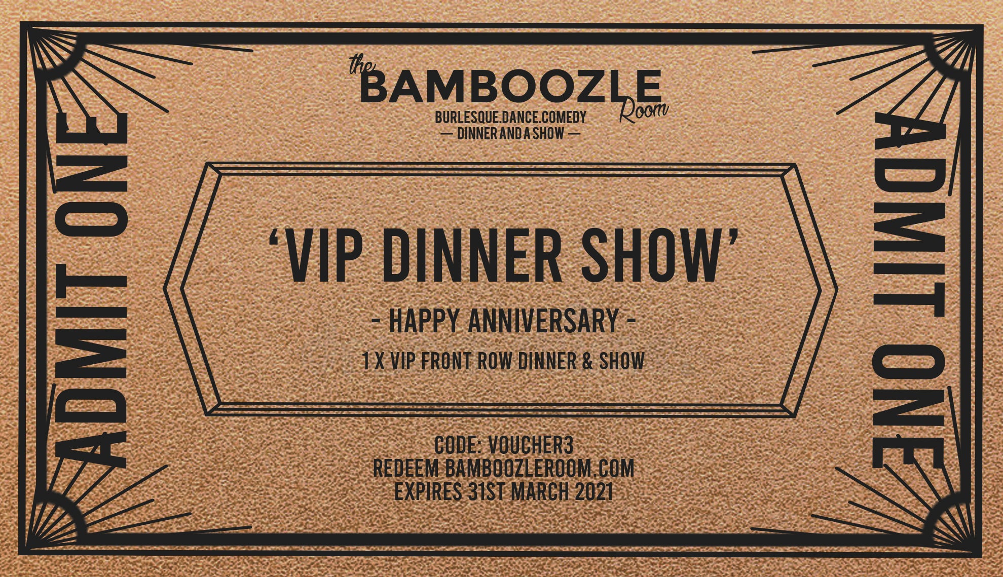 Posted Gift Vouchers for a whole gift experience - Gift Card - Burlesque Sydney- The Bamboozle Room