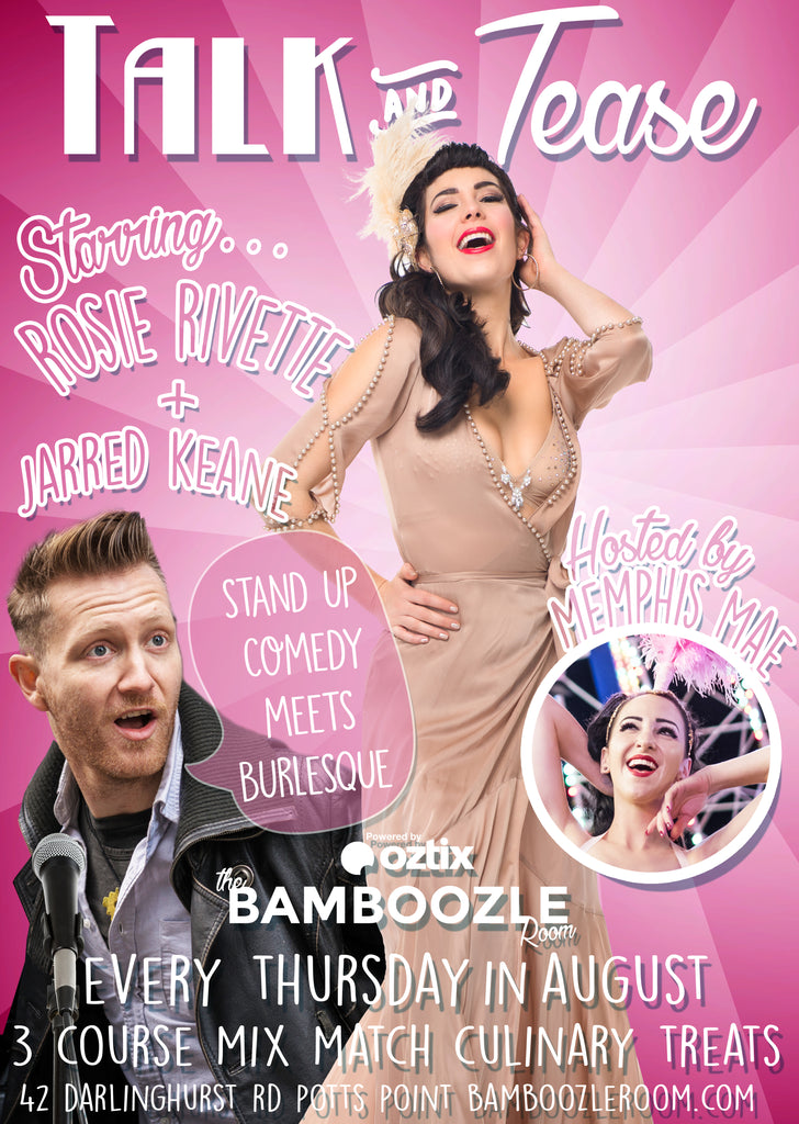 Talk and Tease -  Burlesque Comedy Stars - Tickets - Burlesque Sydney- The Bamboozle Room